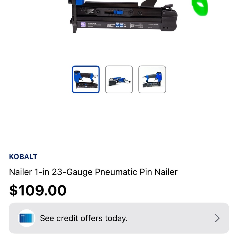Kobalt 18 gauge brad nailer